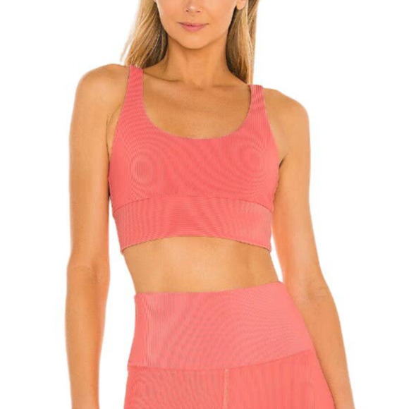 Beachfront Other - Beach Riot Sports Leah Ribbed Sports Bra Swim Top Stretch Fit Coral Pink XS